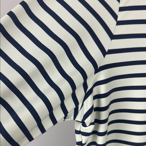 Lands' End UPF 50 Long Sleeve Relaxed Rash Guard White/Deep Sea Stripe Size L - Picture 4 of 9